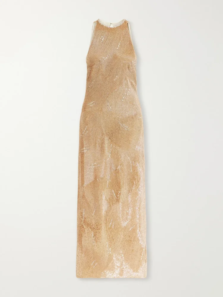 Delphine embellished stretch-mesh gown