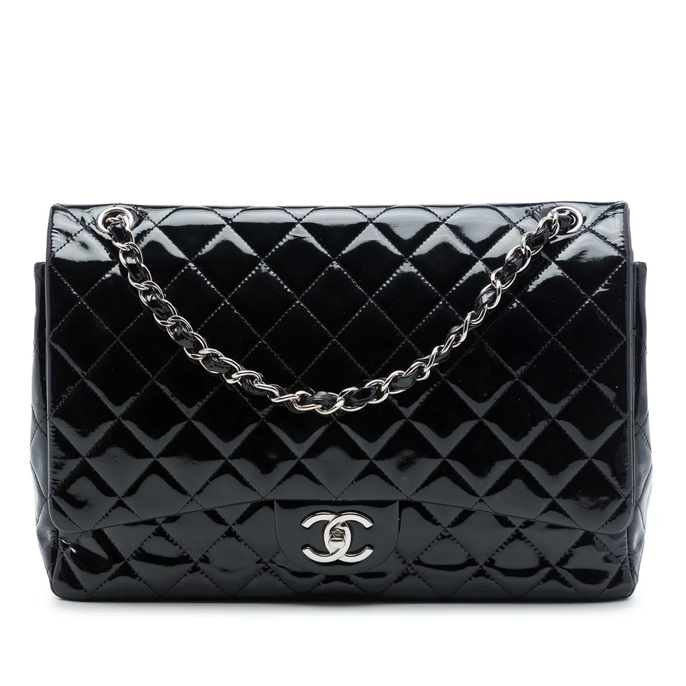 Pre-Owned Chanel Classic Double Flap Bag Quilted Patent Maxi