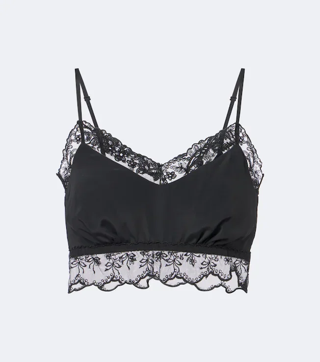 Lace-trimmed satin bralette