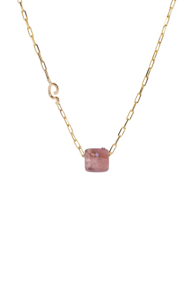 Pink Snow Globe 14K Rose Gold Opal Pendent