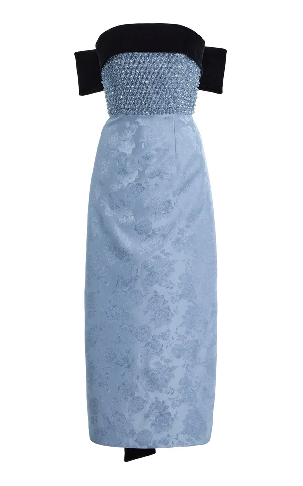 Exclusive Azurae Beaded Silk-Blend Jacquard Midi Dress