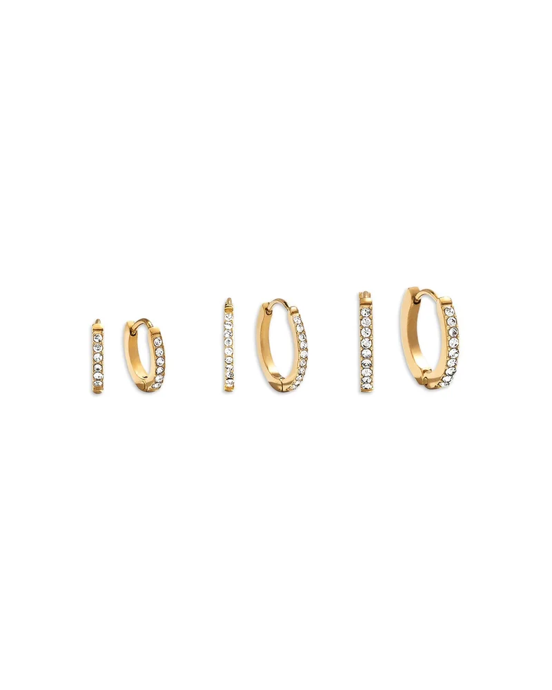 Verbena Pavé Huggie Hoop Earrings, Set of 3