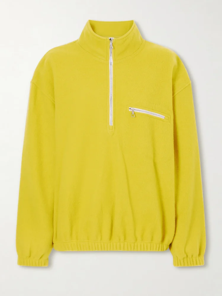 Polar wool-fleece half-zip sweatshirt
