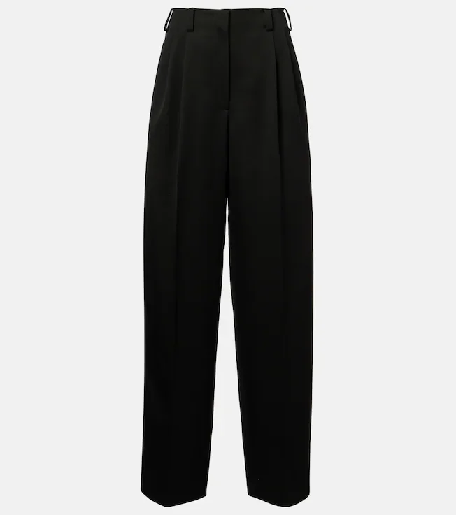Cutout wool wide-leg pants