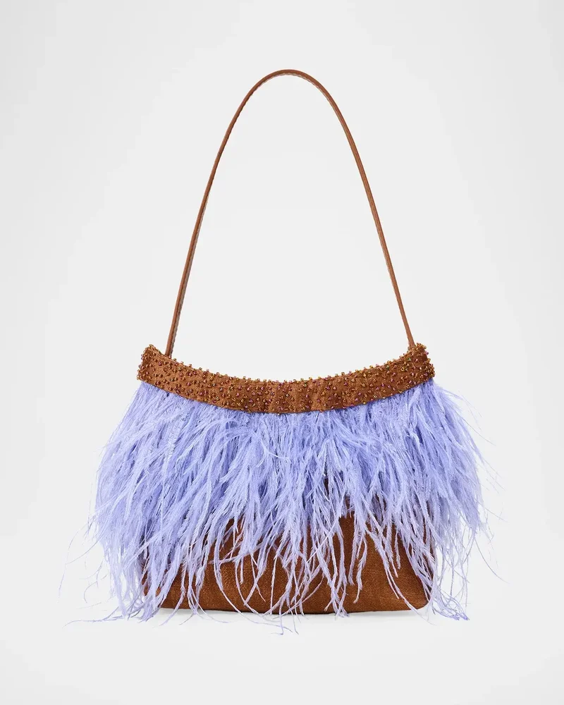 Winslow Beaded Feather Top-Handle Bag