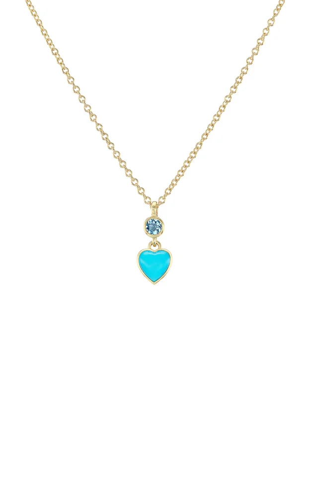 Blue Heart 18K Yellow Gold Multi-Stone Necklace