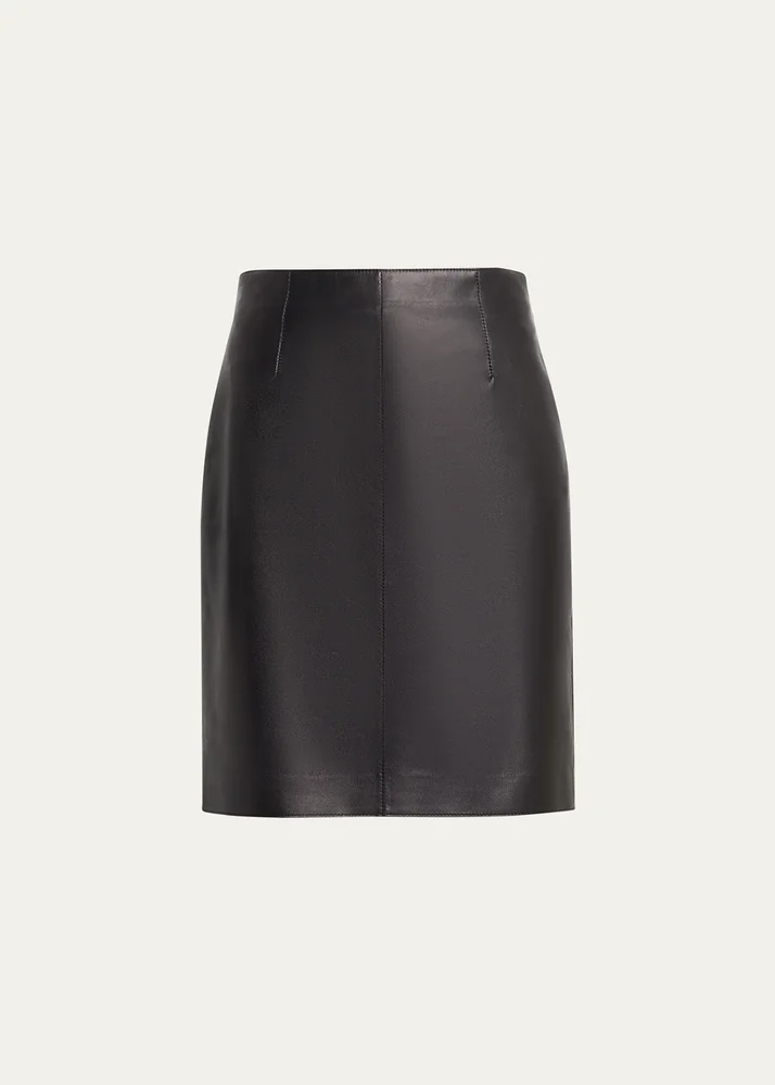 New York High-Waisted Nappa Leather Mini Skirt