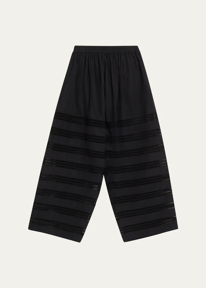 ALAÏA Embroidered Cotton Wide-Leg Crop Culotte Pants