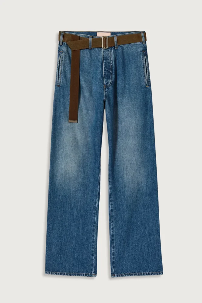 Denim Trouser With Brown Belt