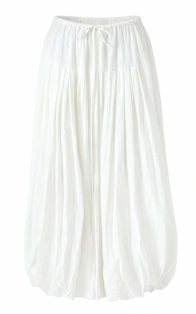 Cotton Bubble Drawstring Skirt