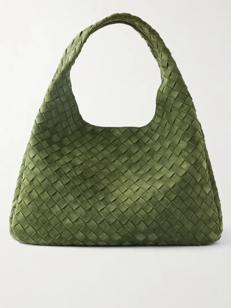 Campana Intrecciato Suede Shoulder Bag