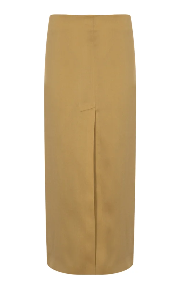 Double Slit Midi Sateen Skirt