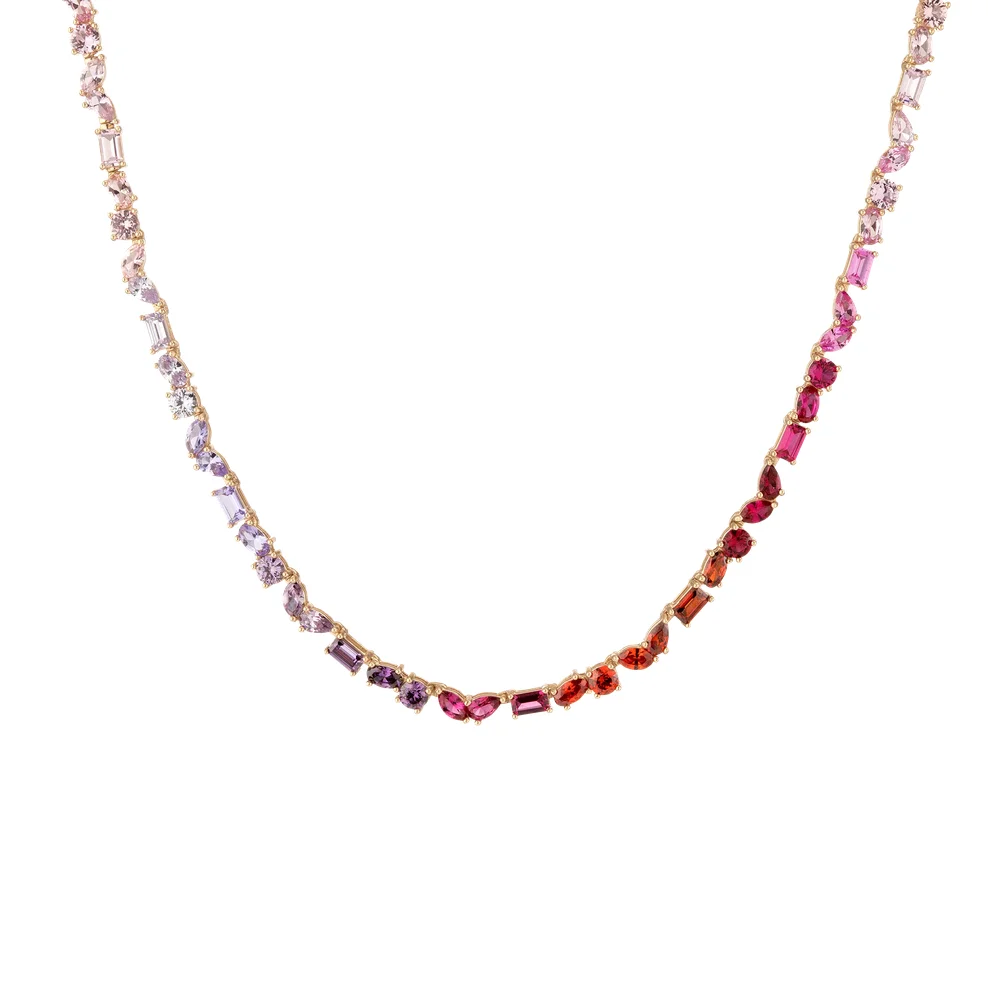 Aurate New York Pink Ombré Mixed Shape Tennis Necklace