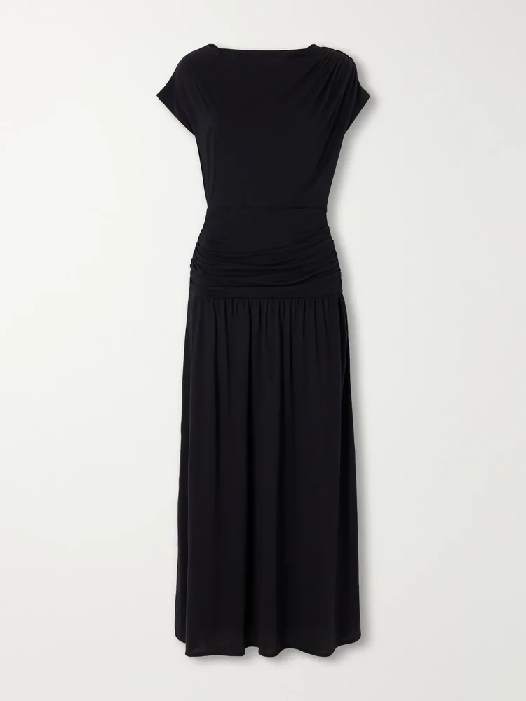 Milla draped cotton-blend jersey maxi dress