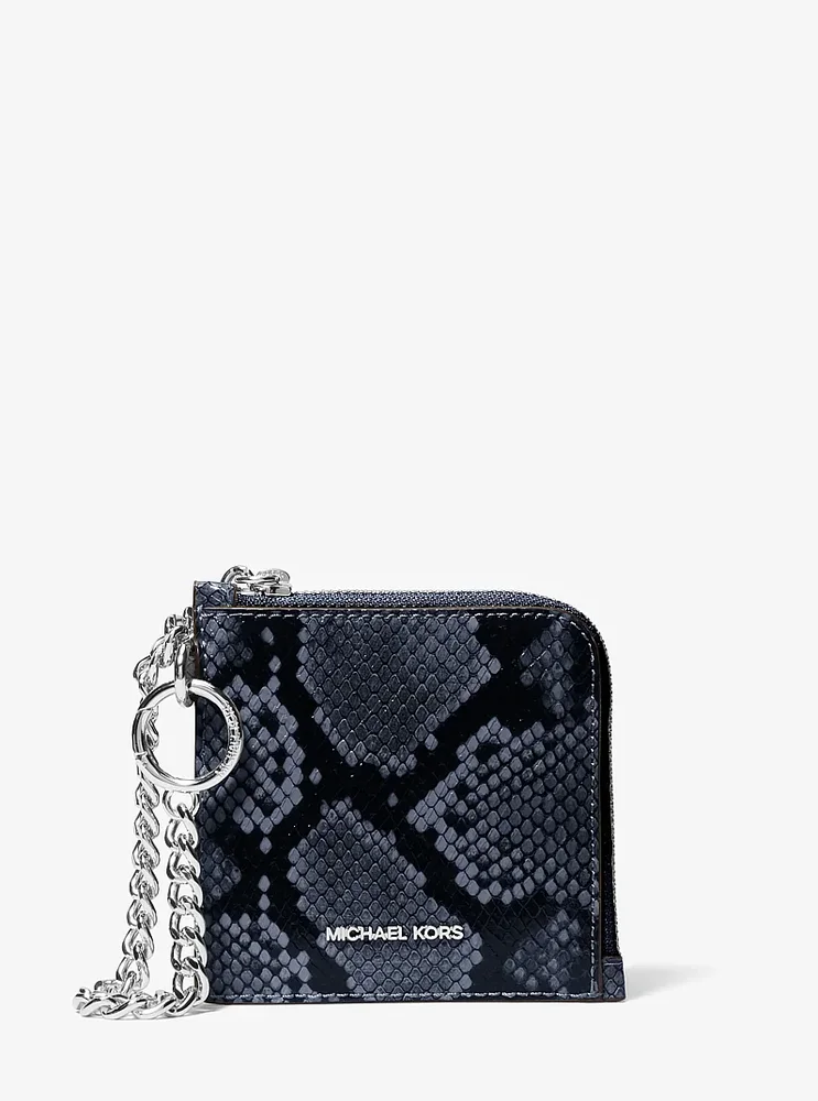 Jet Set Travel Medium Snake Embossed Chain Wallet