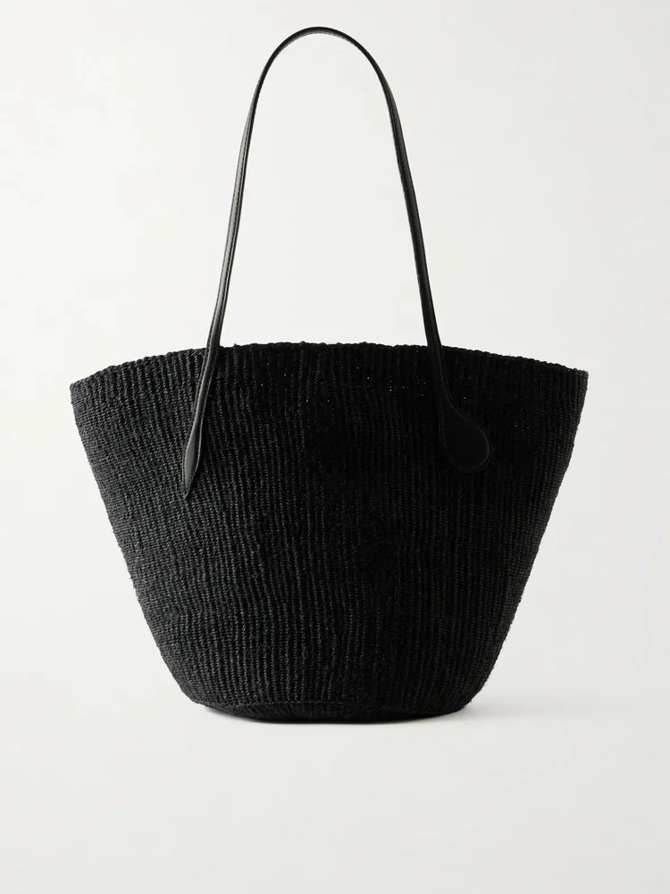 Sprout leather-trimmed sisal tote bag