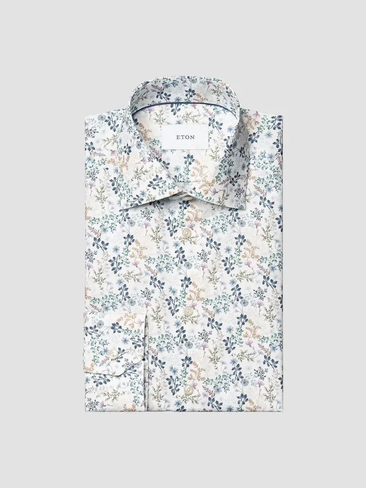 Floral Slim-Fit Cotton Twill Shirt