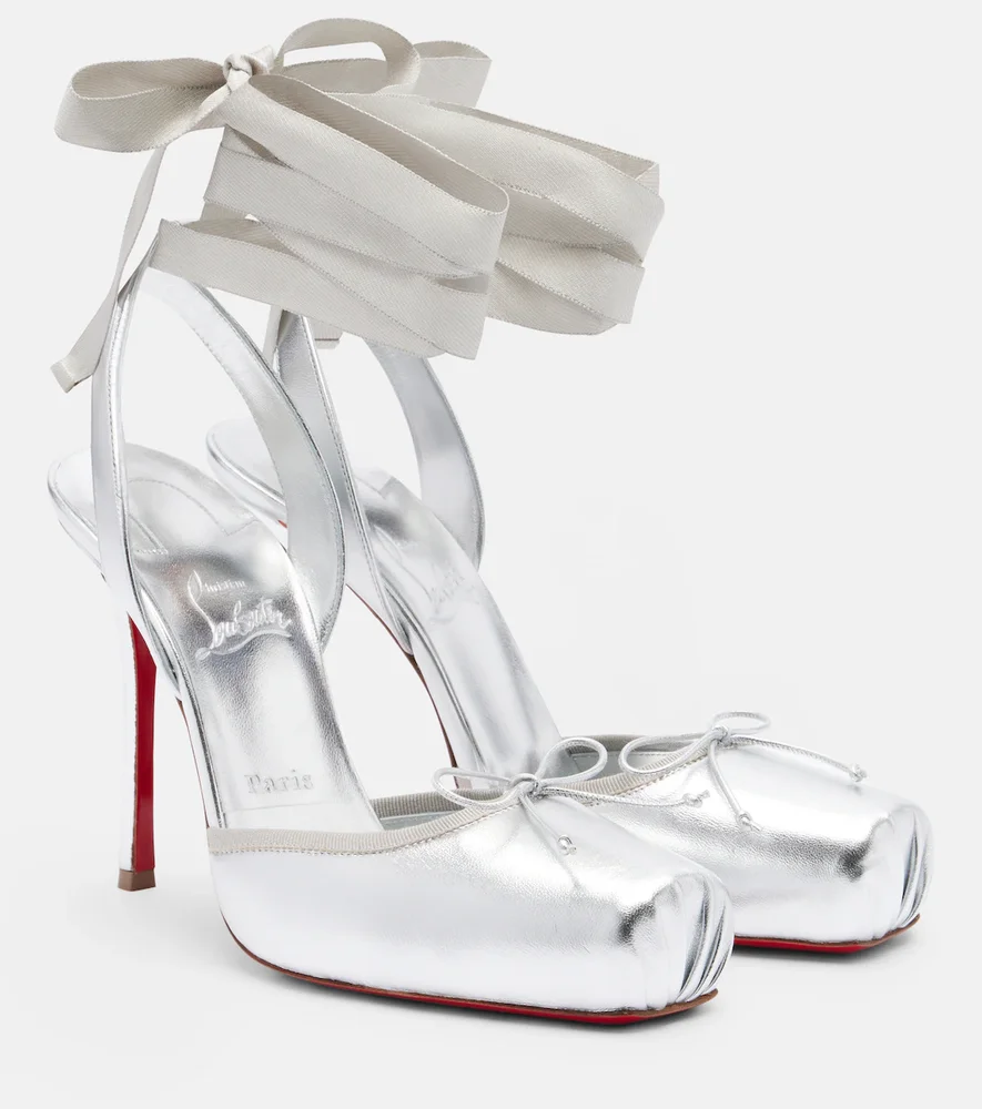 Cassia 100 metallic leather slingback pumps
