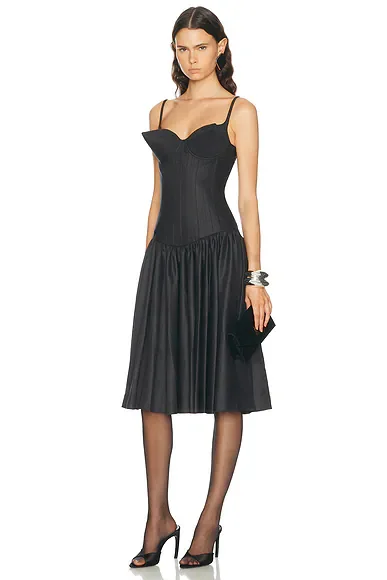 Flat Conic Cup Detail Midi Dress