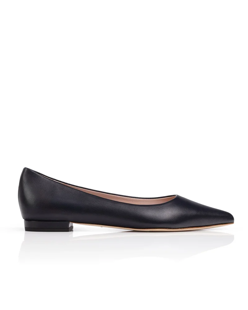 Lulu Black Leather Flat