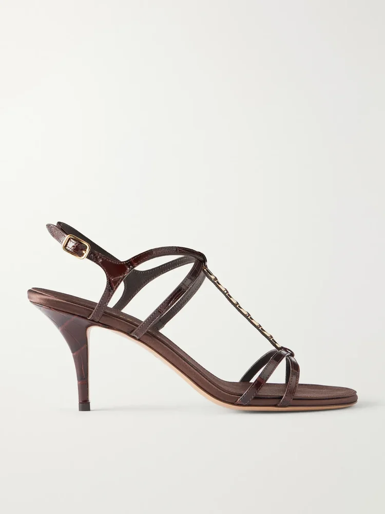 tiane 70 embellished croc effect leather sandals