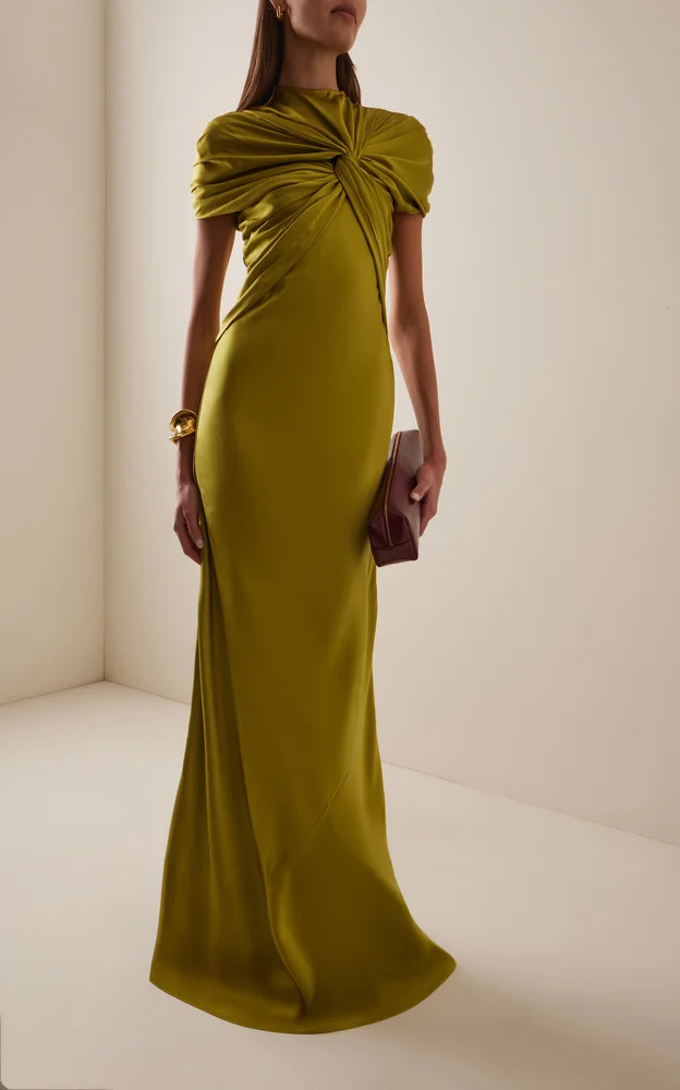 The Clover Twisted Silk-Satin Maxi Dress