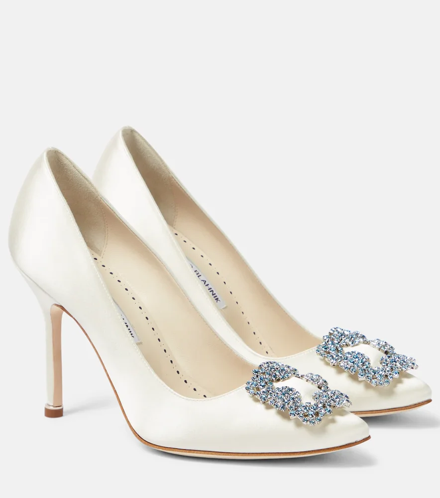 Bridal Hangisi 105 embellished satin pumps