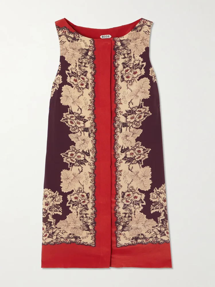 Storybook printed silk mini dress