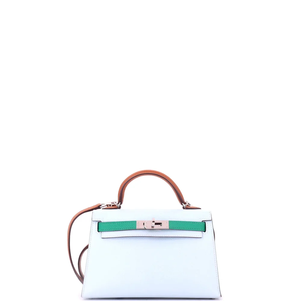 Pre-Owned Kelly Mini II 20 Tricolor Epsom, Palladium Hardware