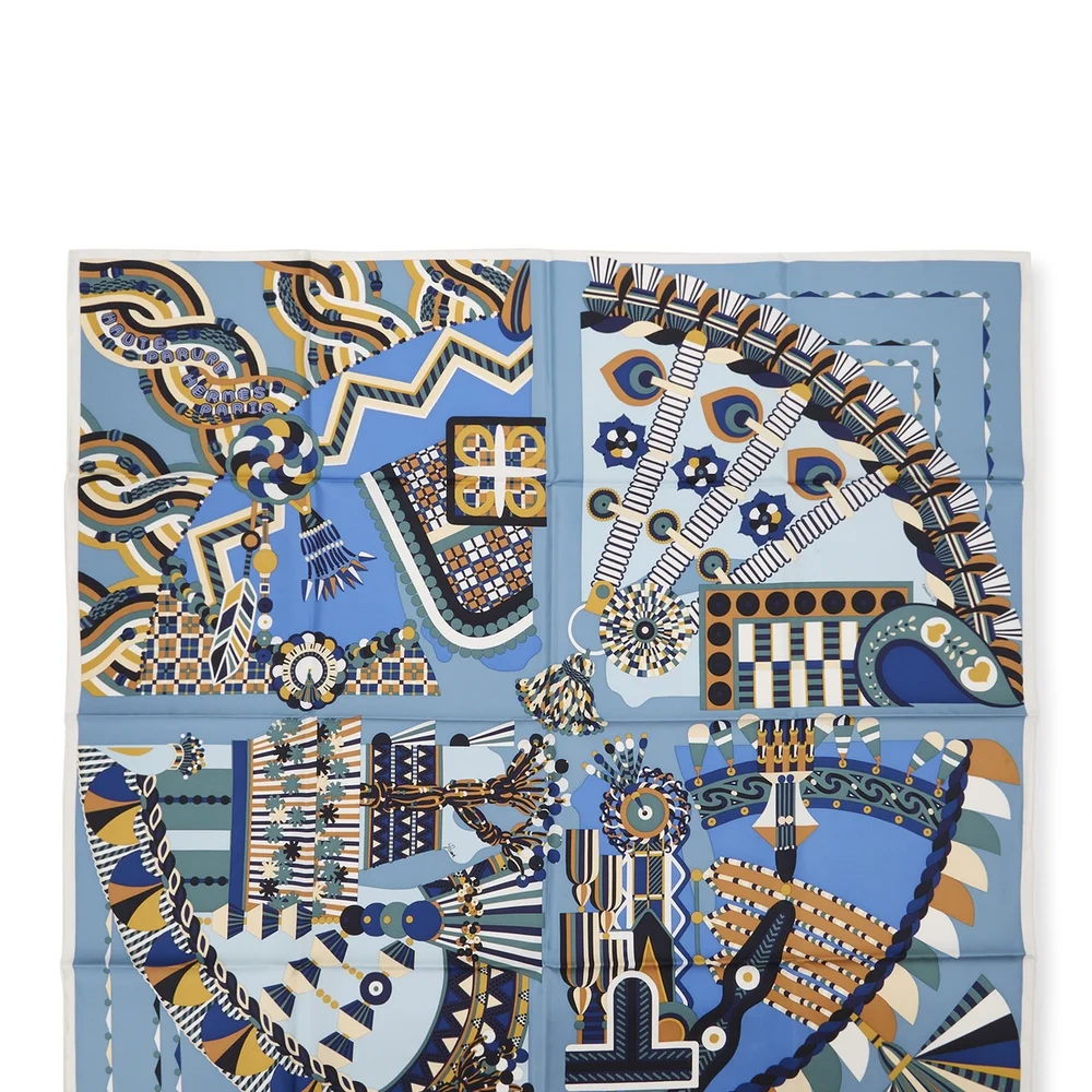 White & Multicolor 'Haute Parure' Silk Scarf 90