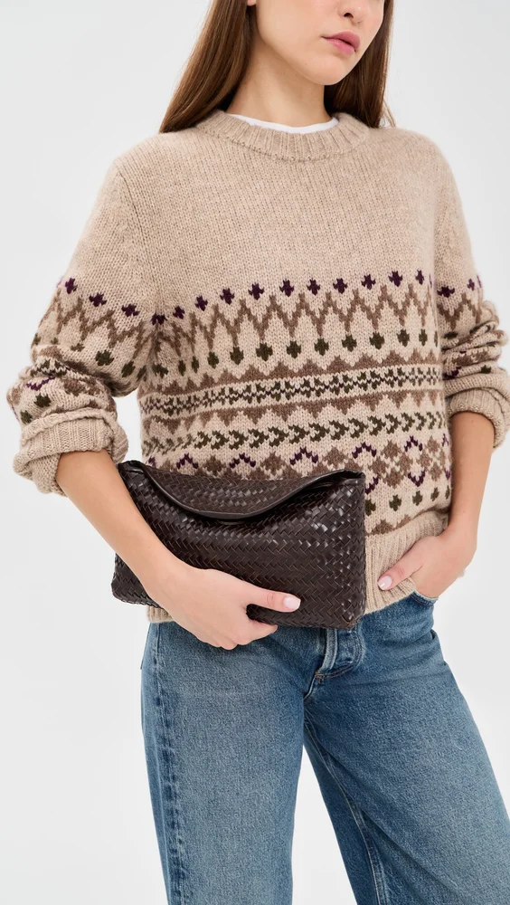 Woven Lid Top Clutch