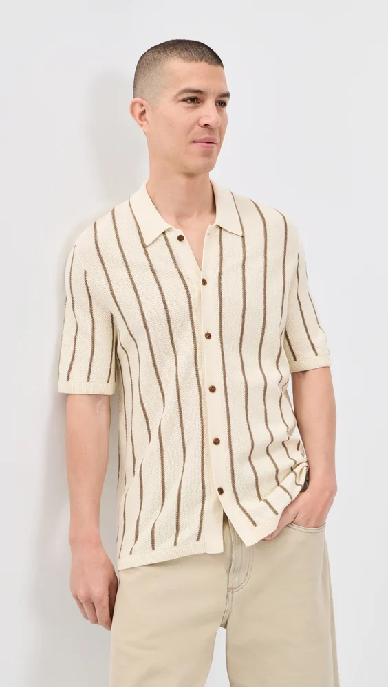 Sweater Shirt (Cream Walnut Stripe)