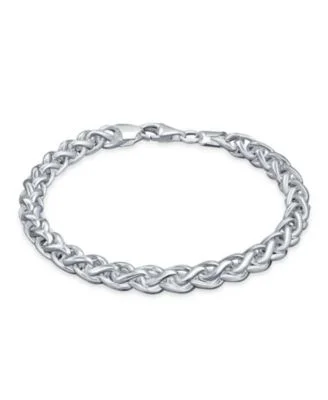 Solid Heavy 6MM Braid Rope Wheat Chain Link Bracelet .925 Sterling Silver 8.5 Inch