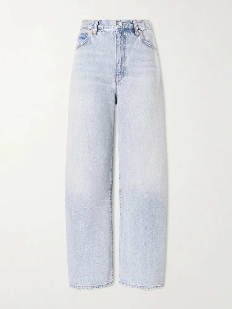The Bow Crop high-rise barrel-leg jeans