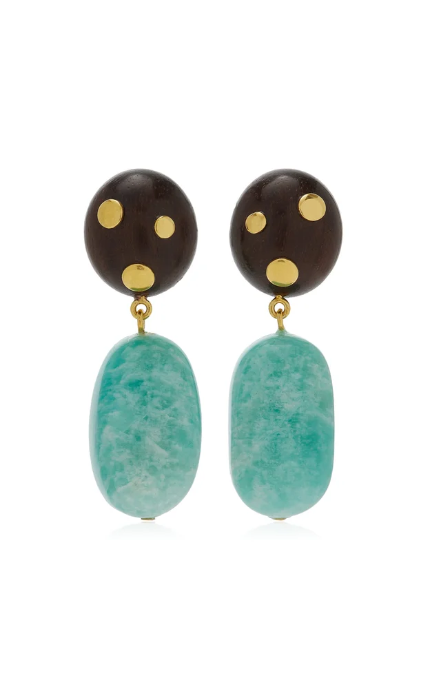 Nopales Gold-Plated Amazonite Earrings