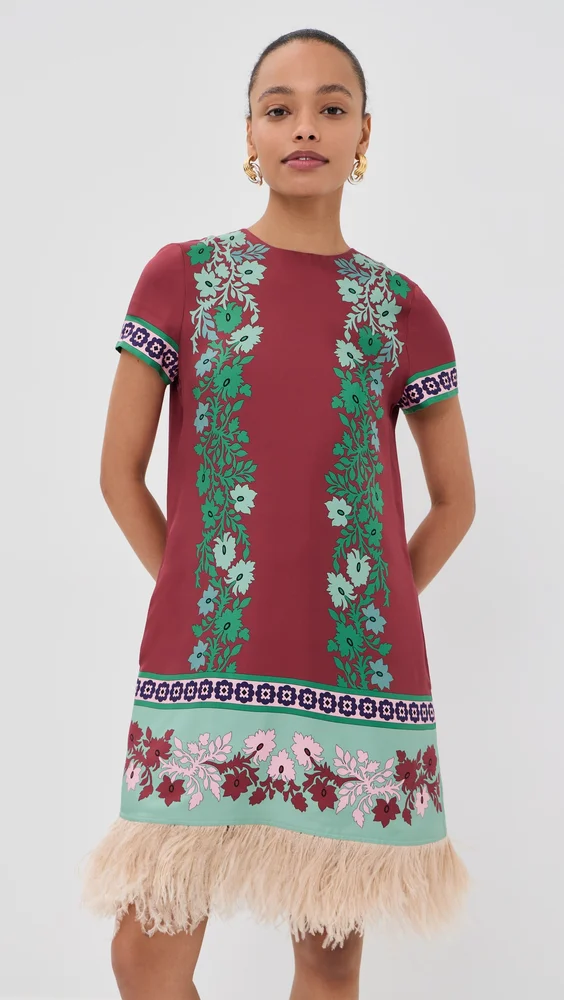 Mini Swing Dress with Feathers