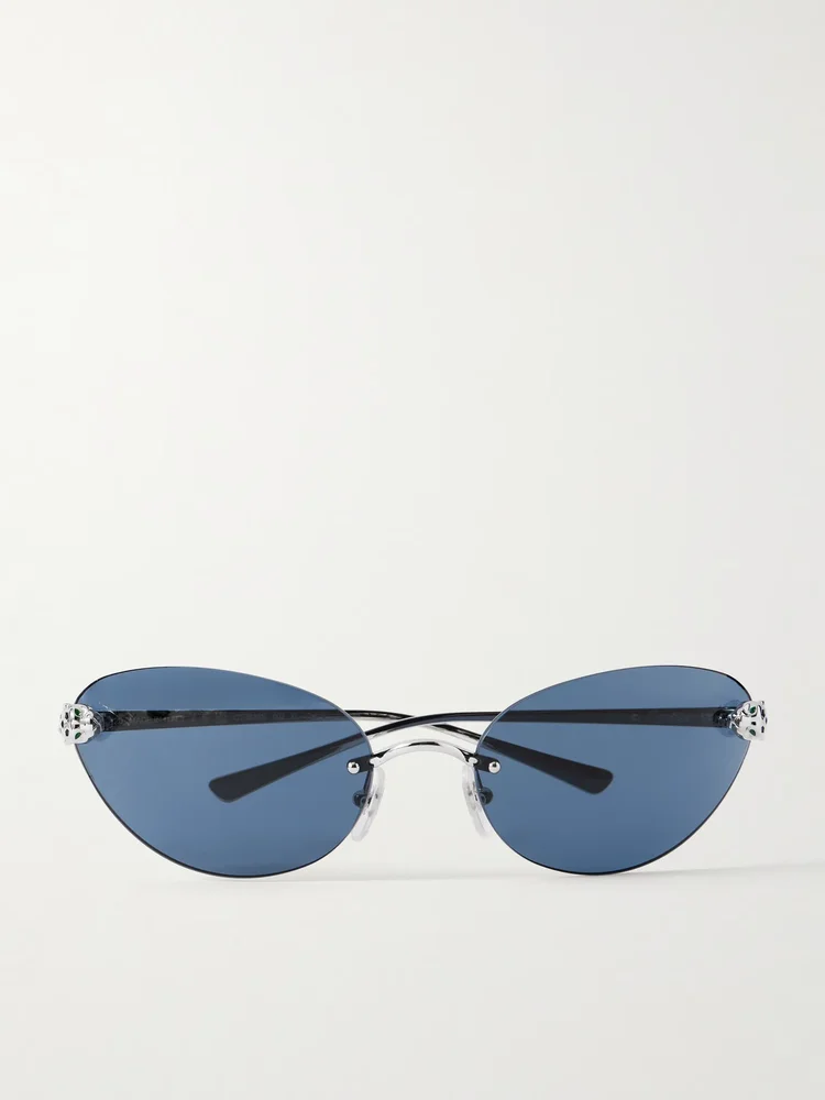 Panthère de Cartier rimless cat-eye silver-tone sunglasses