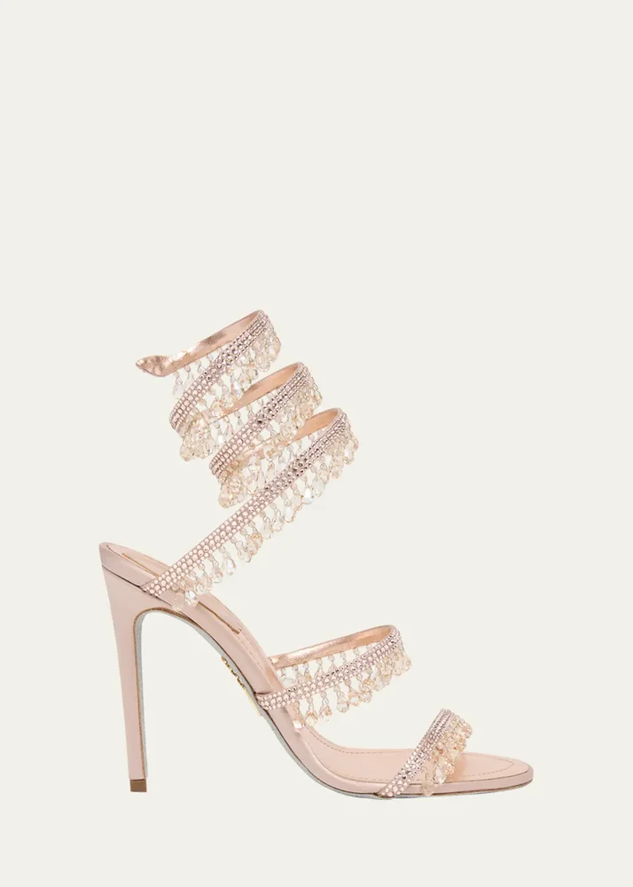 Chandelier Satin Snake Ankle Wrap Sandals