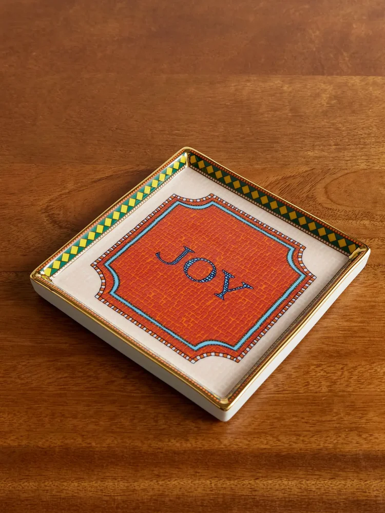 Joy Painted Porcelain Trinket Tray