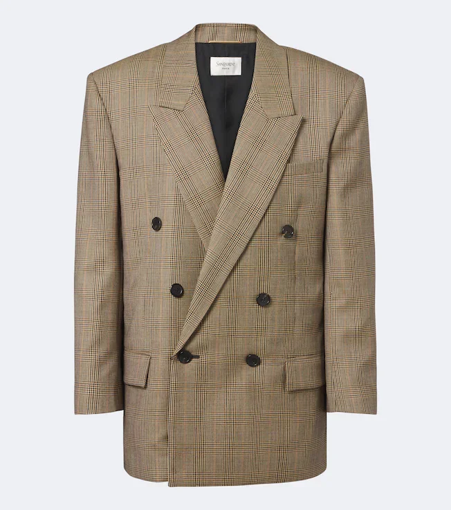 Prince of Wales check wool blazer