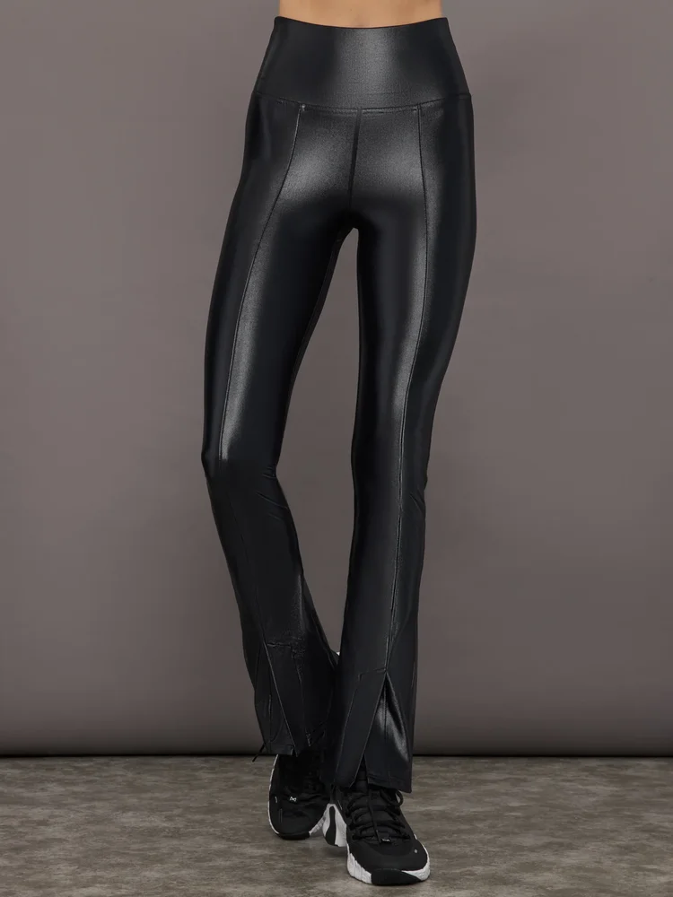 High Rise Flare Legging in Takara Shine, Black