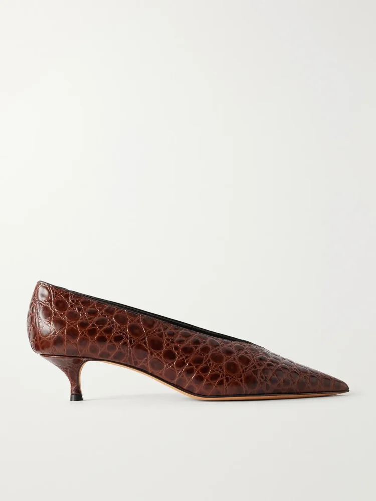 Babouche 40 croc-effect leather pumps