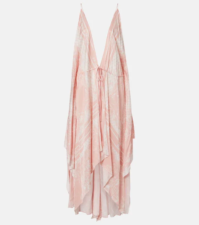 Printed asymmetric maxi dress