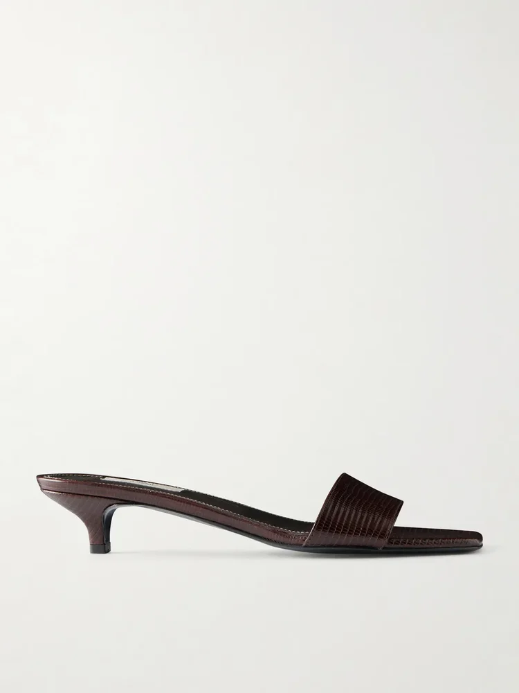 Lizard-effect leather sandals