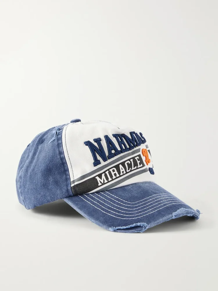 Coastal Sport Distressed Printed Logo-Embroidered Cotton-Canvas Cap
