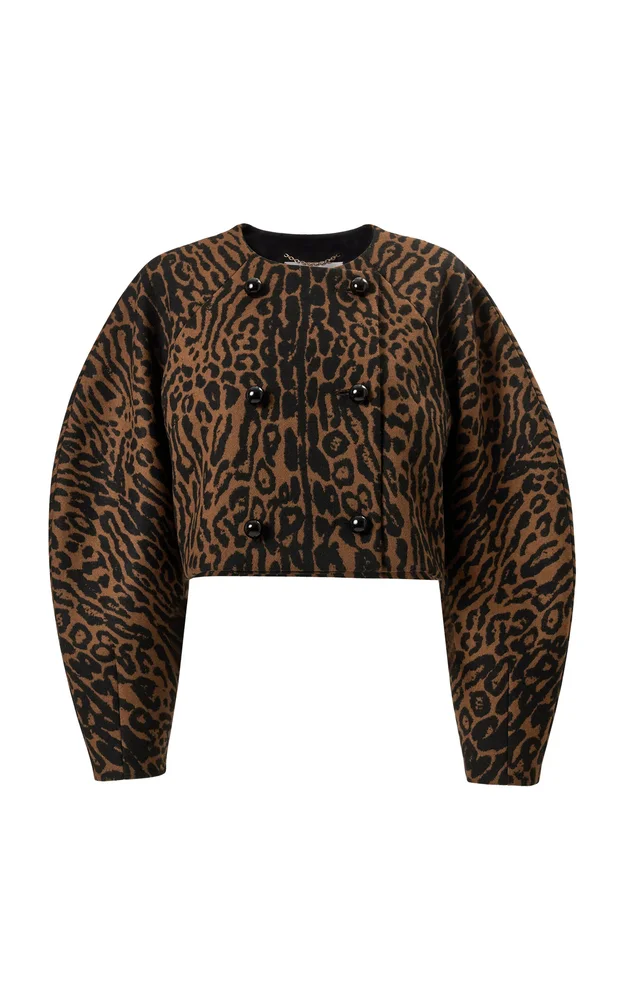Leopard Jacquard Wool Cocoon Jacket