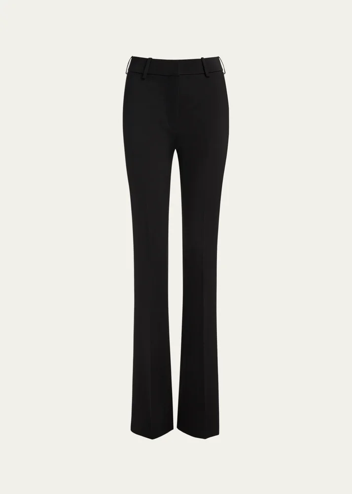 Low-Rise Wool Satin Bootcut Pants
