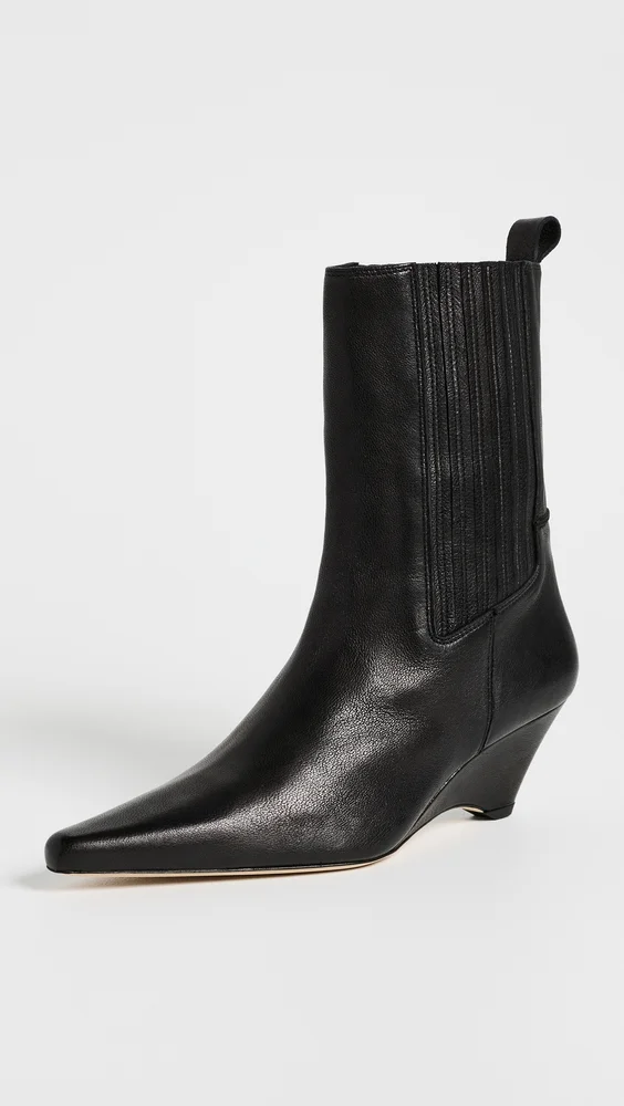 Parker Curved Wedge Leather Chelsea Boots