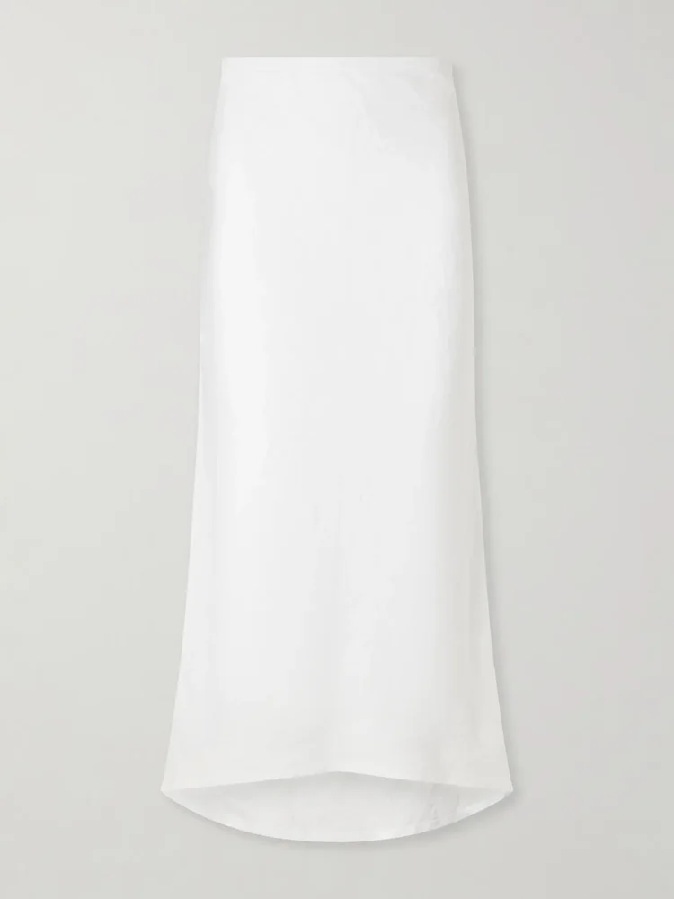 Linen-canvas midi skirt