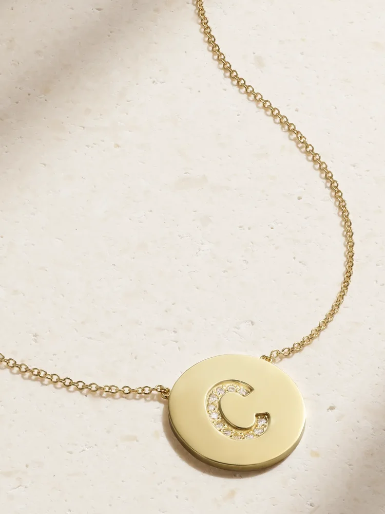 Initial 18-karat gold diamond necklace